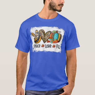 Peace Love Fall Autumn Leopard Heart Pumpkin Thank T-Shirt