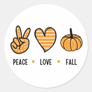 Peace Love Fall Classic Round Sticker