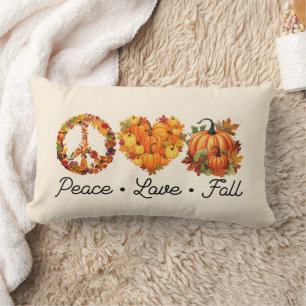 Peace, Love, Fall – Cosy Autumn Vibes with Pumpkin Lumbar Cushion