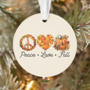 Peace, Love, Fall – Cosy Autumn Vibes with Pumpkin Ornament
