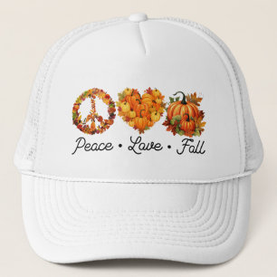 Peace, Love, Fall – Cosy Autumn Vibes with Pumpkin Trucker Hat
