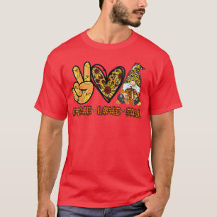 Peace Love Fall Funny Gnome Autumn Lover Pumpkins T-Shirt