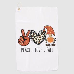 Peace Love Fall Leopard Gnome Autumn Thanksgiving Golf Towel