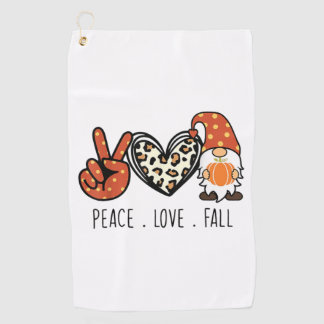 Peace Love Fall Leopard Gnome Autumn Thanksgiving  Golf Towel