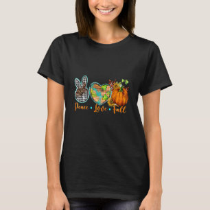 Peace Love Fall Leopard Print Pumpkin Thanksgiving T-Shirt