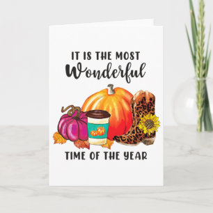 Peace Love Fall Leopard Pumpkin Spice Autumn Thank Card