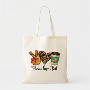 Peace, Love, Fall Leopard Pumpkin Spice Latte Tote Bag