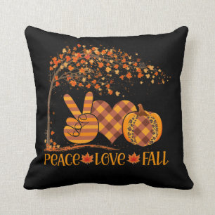 Peace Love Fall Pumpkin Autum Happy Fall Cushion
