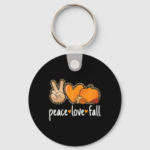 Peace Love Fall Pumpkin Autumn Thanksgiving Women  Key Ring