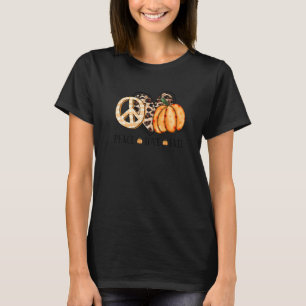 Peace Love Fall Pumpkin Plaid Leopard Heart Thanks T-Shirt