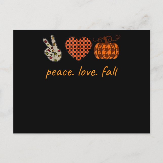 Peace Love Fall Thanksgiving Leopard Pumpkin Announcement Postcard (Front)