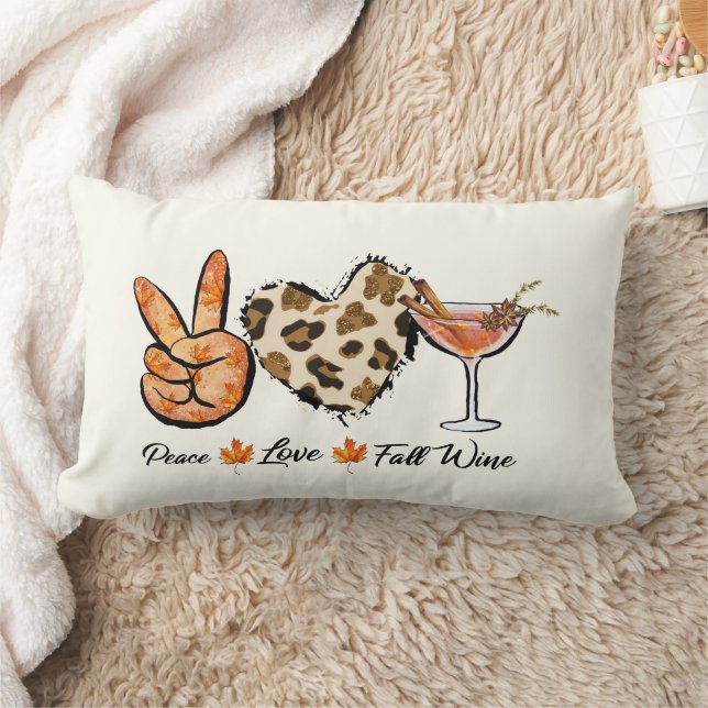 Peace Love Fall Wine Throw Pillow  (Blanket)