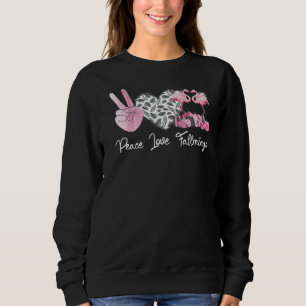 Peace Love Fallmingo Pink Flamingo & Pumpkin In Au Sweatshirt