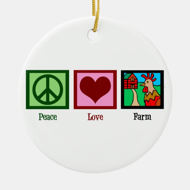 Peace Love Farm Ceramic Tree Decoration (Front)