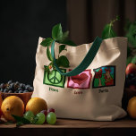 Peace Love Farm Tote Bag<br><div class="desc">A peace sign and a heart next to a rooster in front of a barn. I love being a farmer.</div>