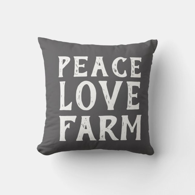 PEACE LOVE FARM typography | Outdoor Pillow (Front)
