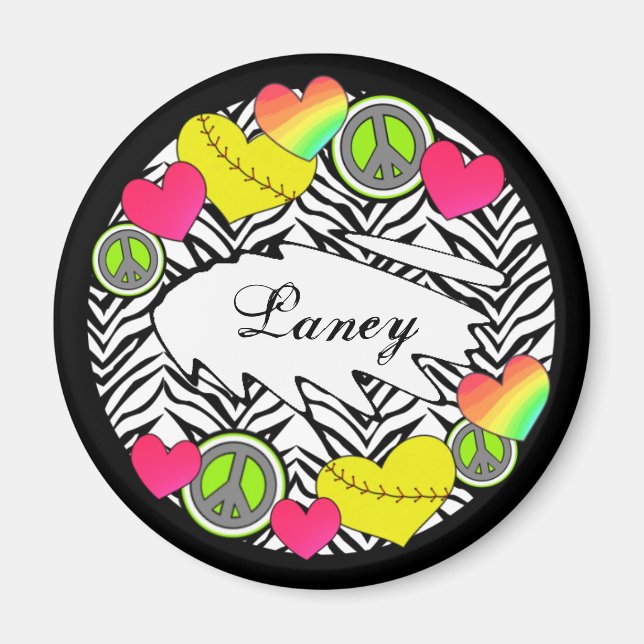 Peace Love Fastpitch Magnet (Front)