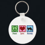 Peace Love Ferrets Key Ring<br><div class="desc">This cool ferret owner gift features a cute peace sign,  heart and pet ferret. Peace Love Ferrets gift.</div>