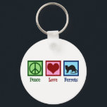 Peace Love Ferrets Key Ring<br><div class="desc">This cool ferret owner gift features a cute peace sign,  heart and pet ferret. Peace Love Ferrets gift.</div>