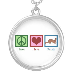 Peace Love Ferrets Silver Plated Necklace