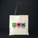 Peace Love Ferrets Tote Bag<br><div class="desc">This cool ferret owner gift features a cute peace sign,  heart and pet ferret. Peace Love Ferrets gift.</div>