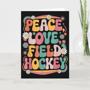 Peace Love Field Hockey 70s Hippie Retro Field Hoc Card