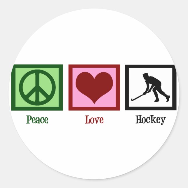Peace Love Field Hockey Classic Round Sticker (Front)
