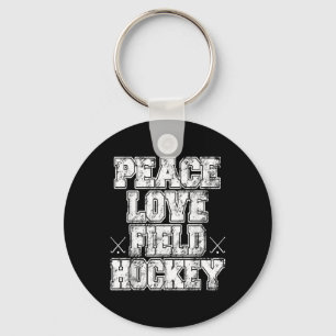 Peace Love Field Hockey Key Ring