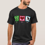 Peace Love Field Hockey T-Shirt<br><div class="desc">A peace sign,  heart,  and a field hockey player for a sports lover.</div>