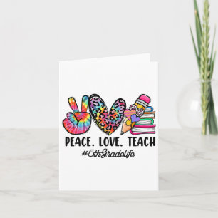Peace Love Fifth Grade Teacher Girls Team 5th Grad Card