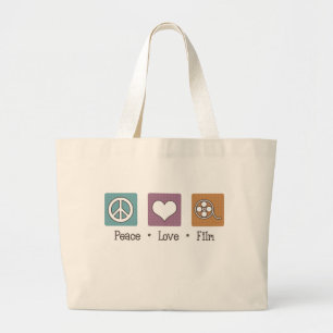 Peace Love Film Large Tote Bag