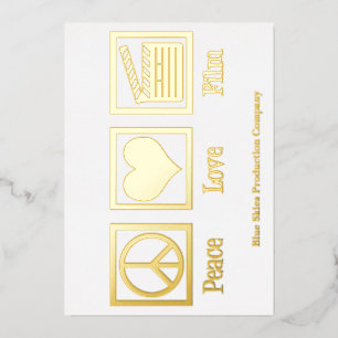 Peace Love Film Production Company Director Gold Foil Holiday Card
