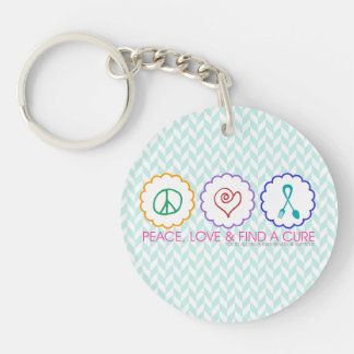 Peace, Love & Find a Cure Key Chain