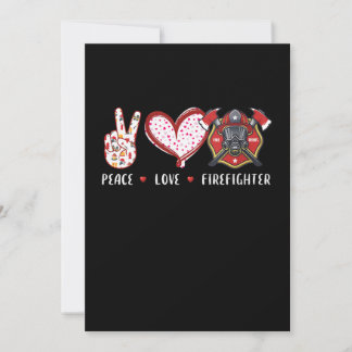 Peace Love Firefighter Lovers | Firefighter Gifts Holiday Card
