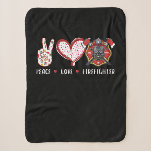 Peace Love Firefighter Lovers   Firefighter Gifts Sherpa Blanket