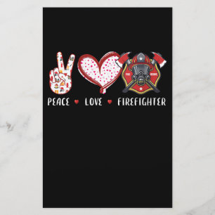 Peace Love Firefighter Lovers Firefighter Gifts Stationery