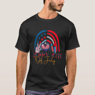 Peace Love Fireworks Rainbow America Flag Usa 4th T-Shirt