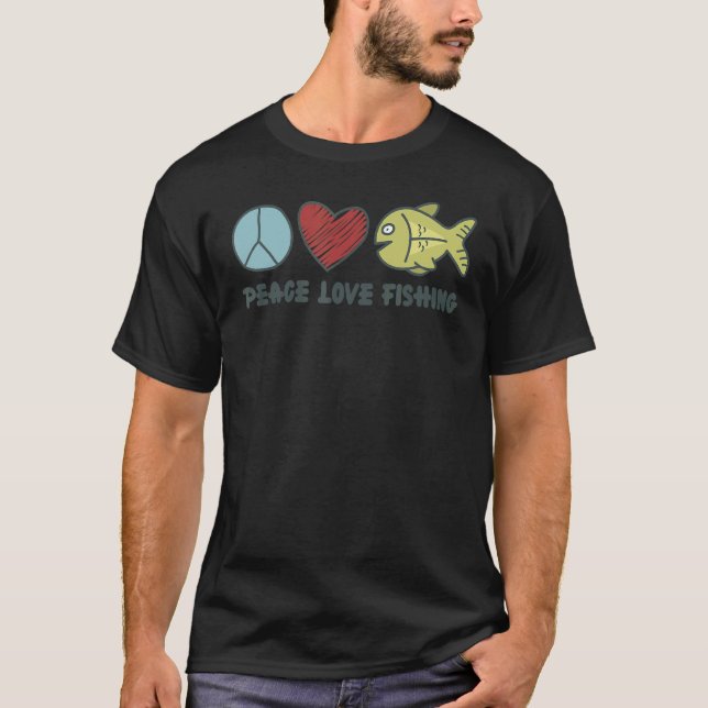 Peace Love Fishing Cool Fishing Lover Fishing Desi T-Shirt (Front)