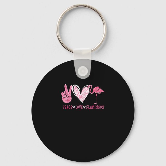 Peace Love Flamingo | Flamingo Lover Key Ring (Front)