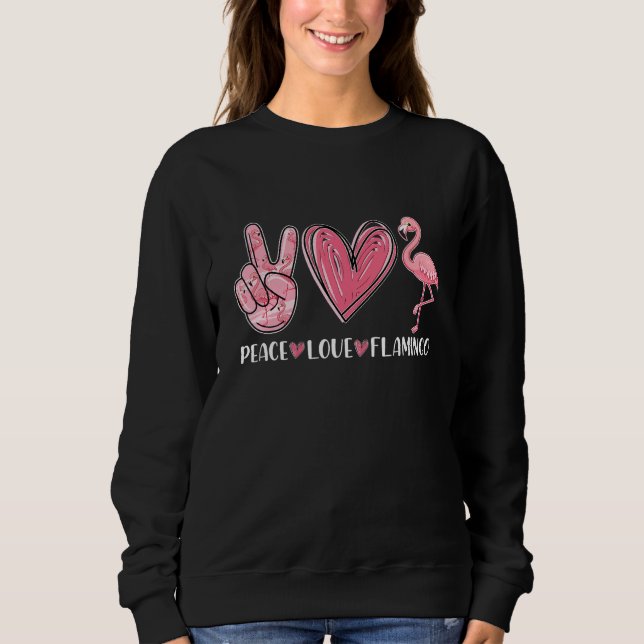Peace Love Flamingo Women Cute Summer Beach Tropic Sweatshirt (Front)