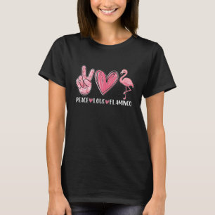 Peace Love Flamingo Women Cute Summer Beach Tropic T-Shirt