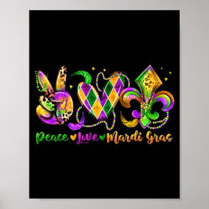 Peace Love Fleur De Lis Mardi Gras 2026 Carnival N Poster