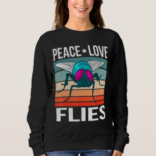 Peace Love Flies Quote Retro Art Insect Entomologi Sweatshirt