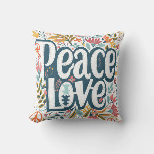 Peace Love Floral Cushion