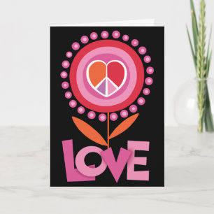 PEACE LOVE flower Greeting Crad Holiday Card