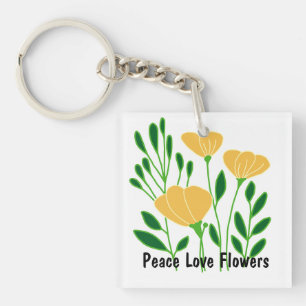 Peace Love Flowers Key Ring