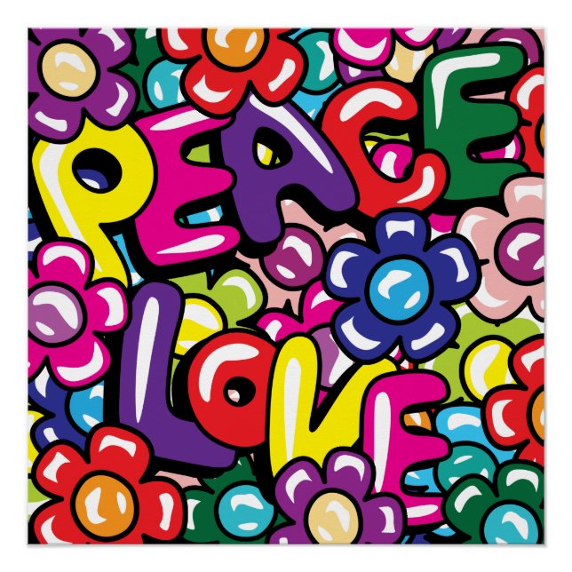 Peace, Love & Flowers Poster (Front)