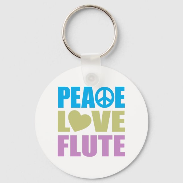 Peace Love Flute Key Ring (Front)