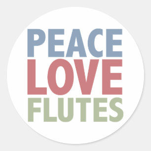 Peace Love Flutes Classic Round Sticker