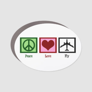 Peace Love Fly Aeroplane Pilot Car Magnet